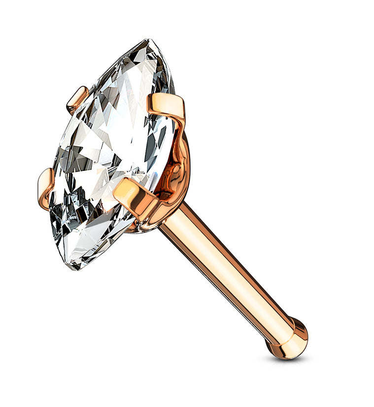 20G Clear Oval CZ Stainless Steel Nosebone