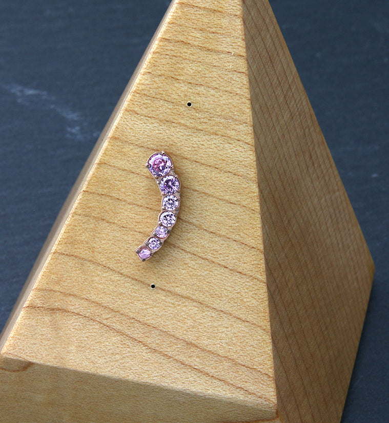 Rose Gold PVD Ascend Pink CZ Threadless Titanium Top