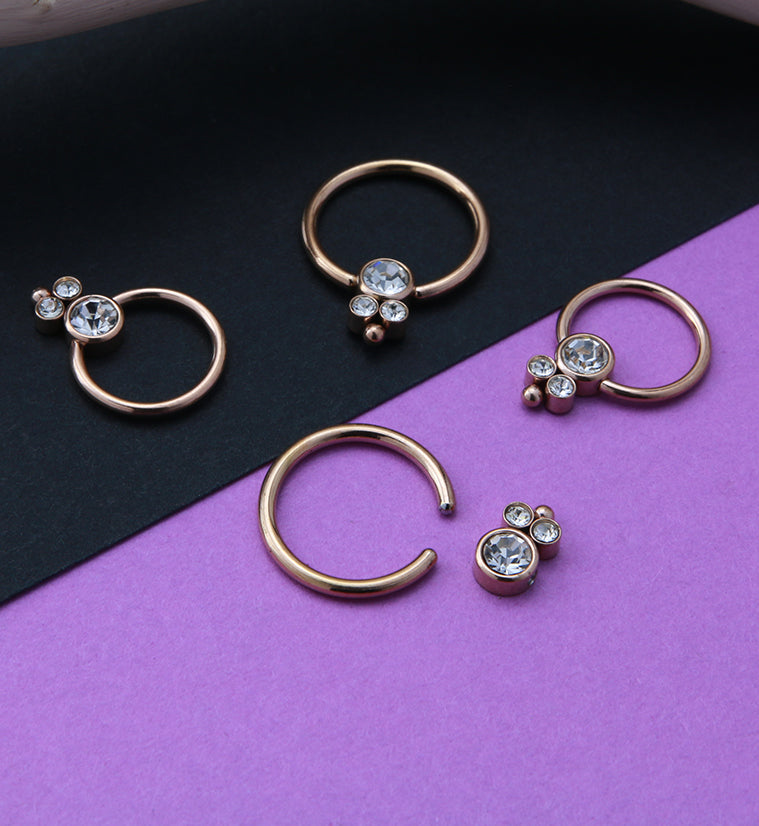 Rose Gold PVD Bevy CZ Captive Ring