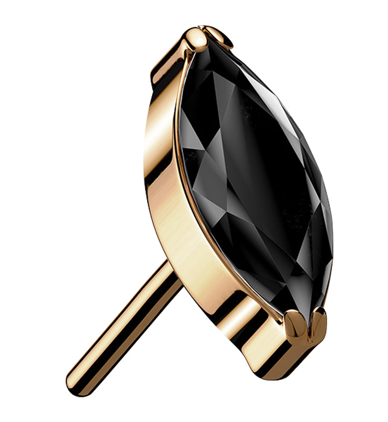 Rose Gold PVD Black CZ Oval Titanium Threadless Top