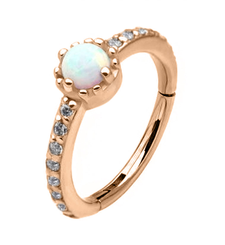 Rose Gold PVD Center Opal Hinged Segment Ring