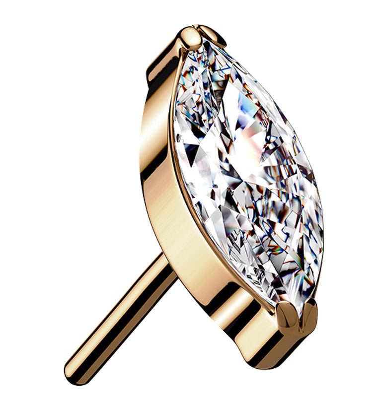 Rose Gold PVD Clear CZ Oval Titanium Threadless Top