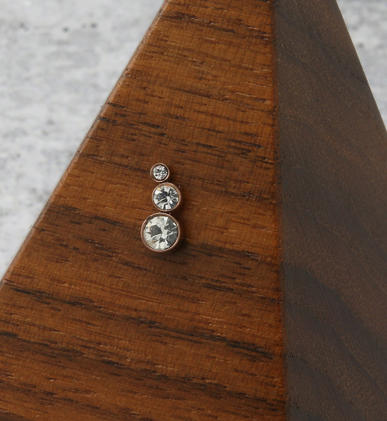 Rose Gold PVD Descend CZ Threadless Titanium Top