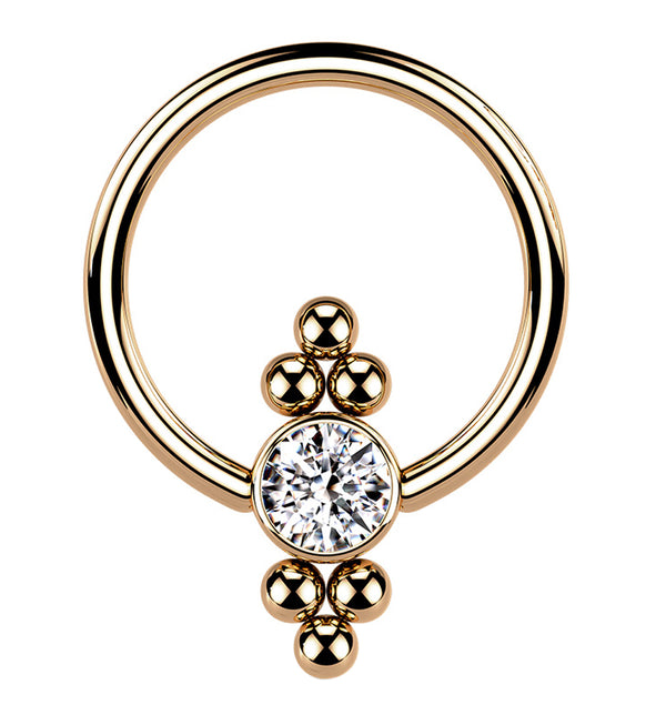 Rose Gold PVD Ornate CZ Captive Ring