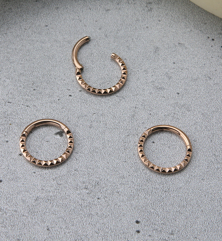 Rose Gold PVD Polyhedra Titanium Hinged Segment Ring