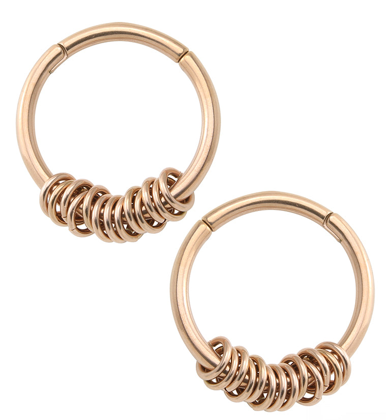 Rose Gold PVD Rings Hinged Stainless Steel Hoop Ear Weights