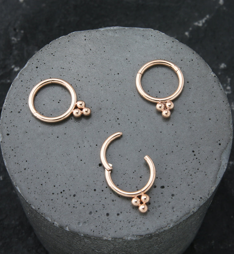 Rose Gold PVD Triple Bead Hinged Segment Ring