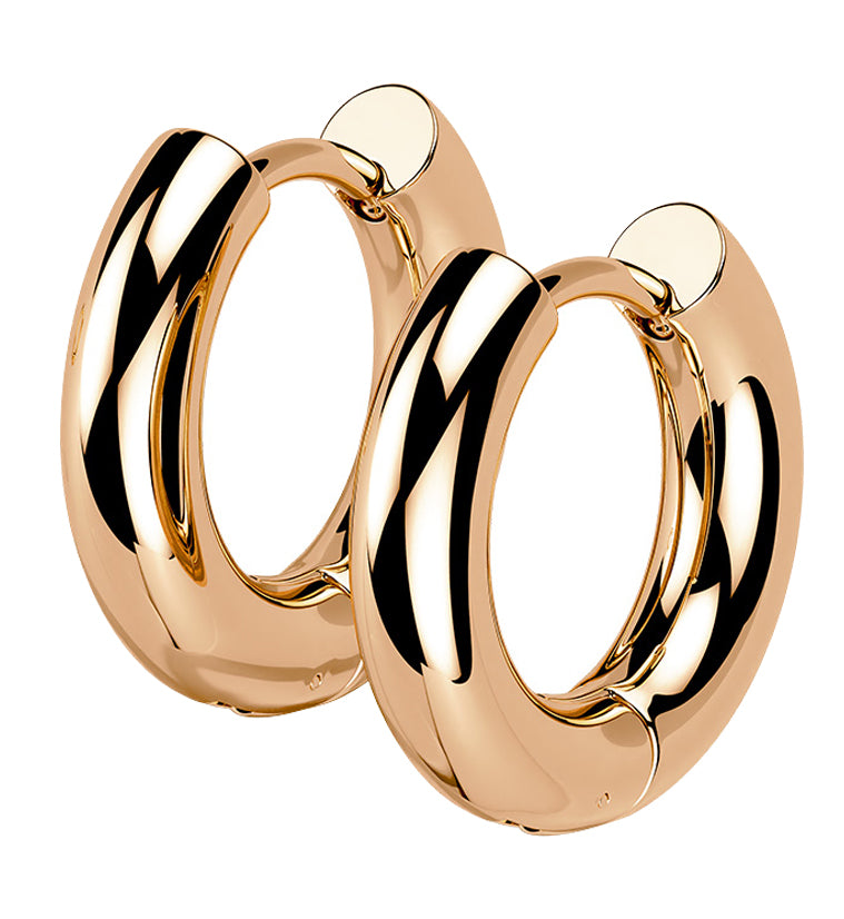 Rose Gold PVD Vast Stainless Steel Hinged Hoop Earrings