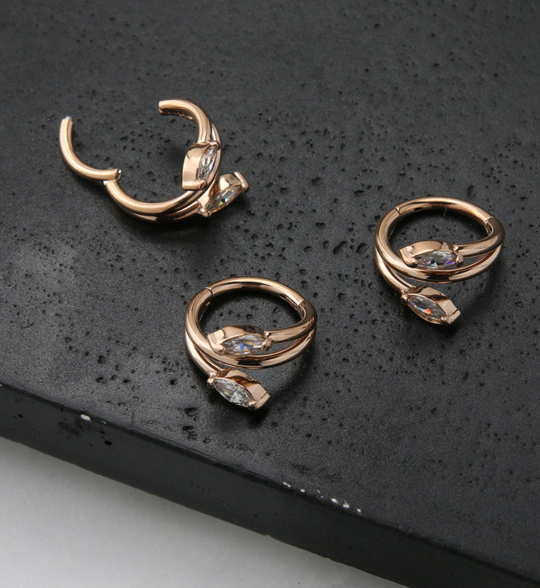 Rose Gold PVD Wrap CZ Hinged Segment Ring