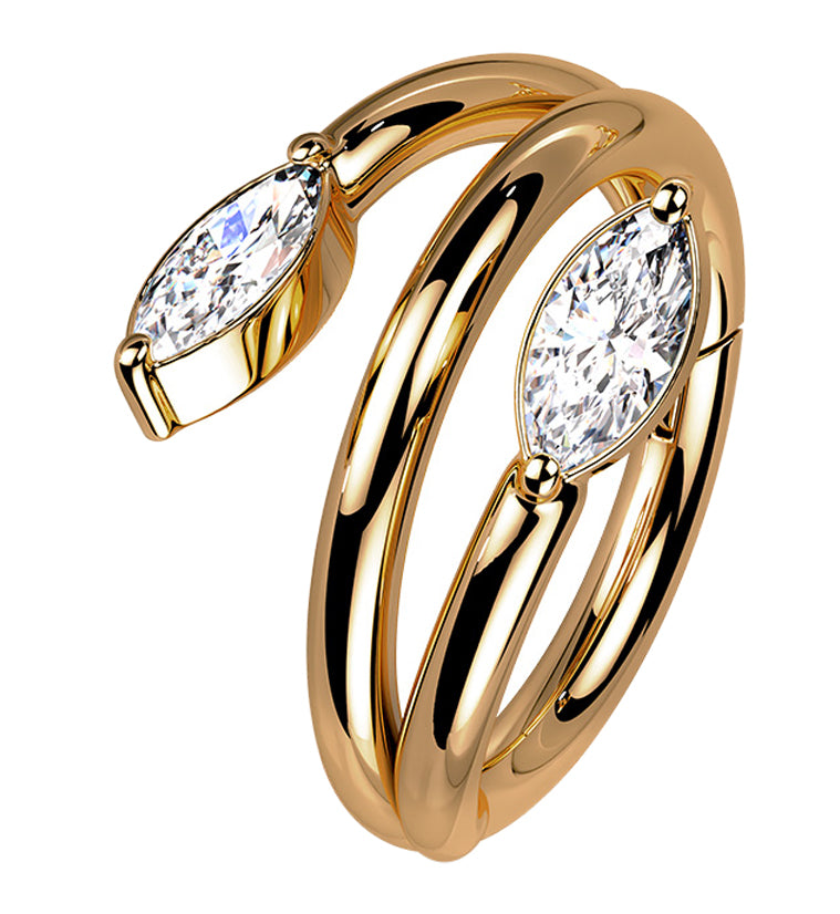 Rose Gold PVD Wrap CZ Hinged Segment Ring