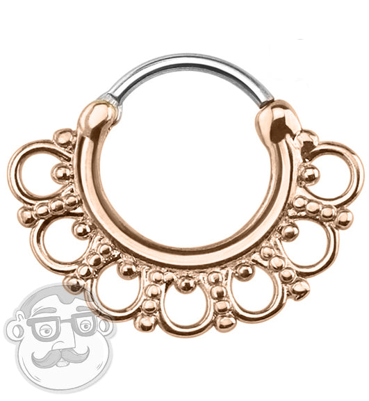 14G Rose Gold Plated Tribal Fan Septum Clicker