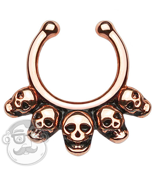Rose Gold Skulls Fake Septum Clicker Ring