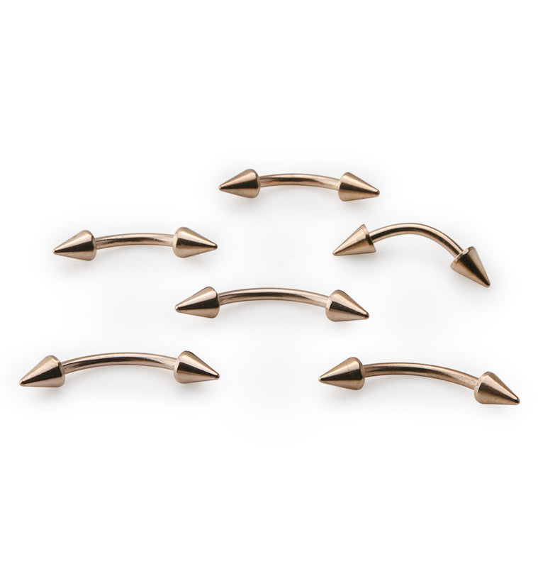 Rose Gold PVD Spiked Curved Barbell