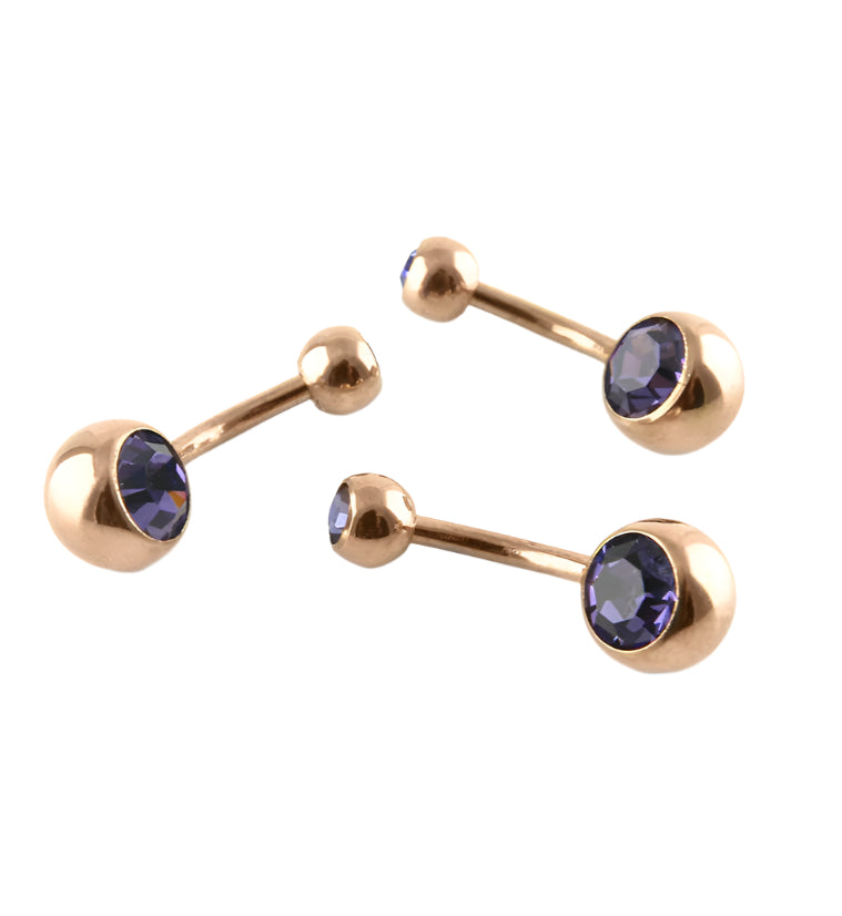 Tanzanite CZ PVD Rose Gold Bely Button Ring