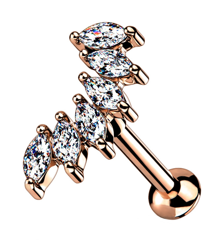 Rose Gold PVD Track CZ Labret Post