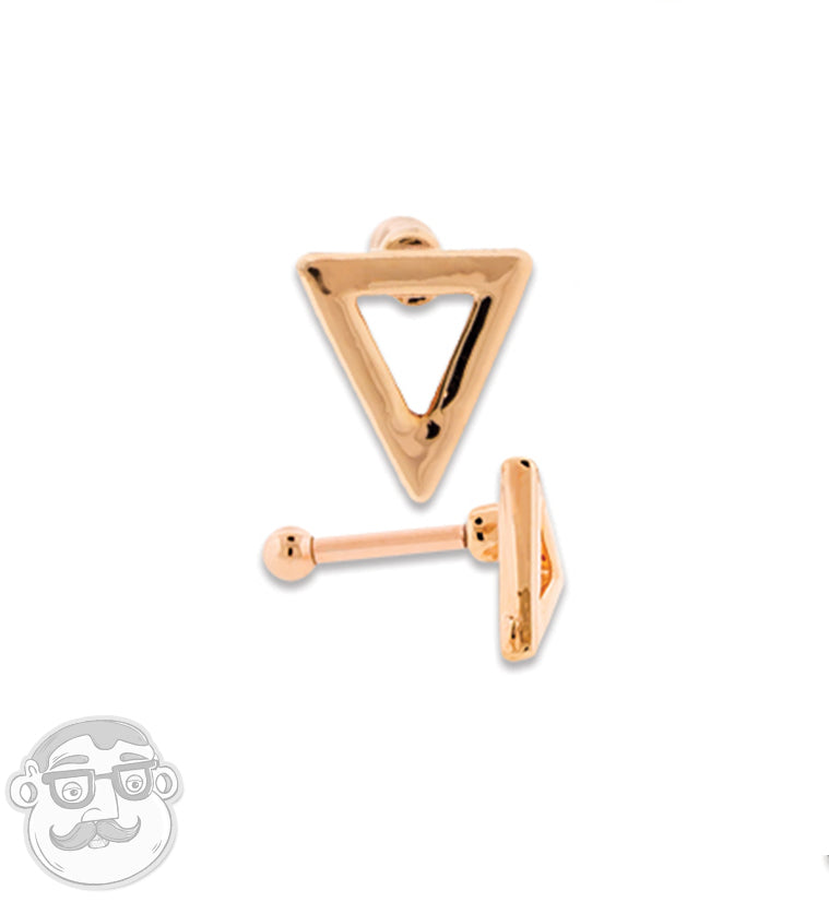 PVD Rose Gold Triangle Tragus / Cartilage Barbell