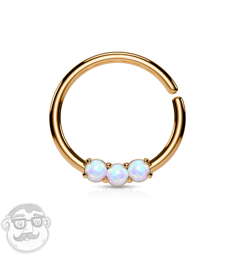 Rose Gold PVD Triple Opal Septum Ring