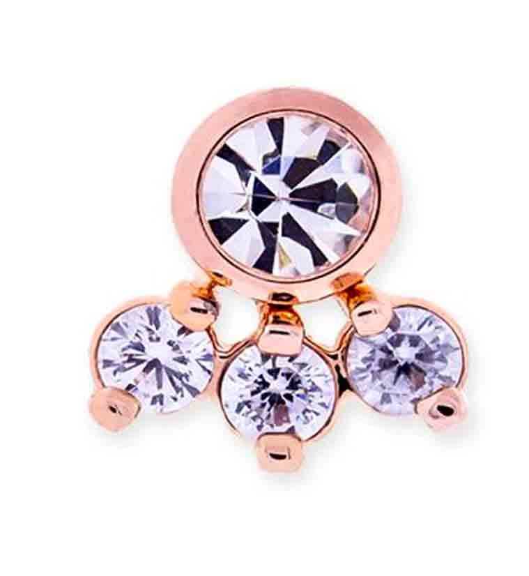 14G Rose Gold Tetrad CZ Threaded End