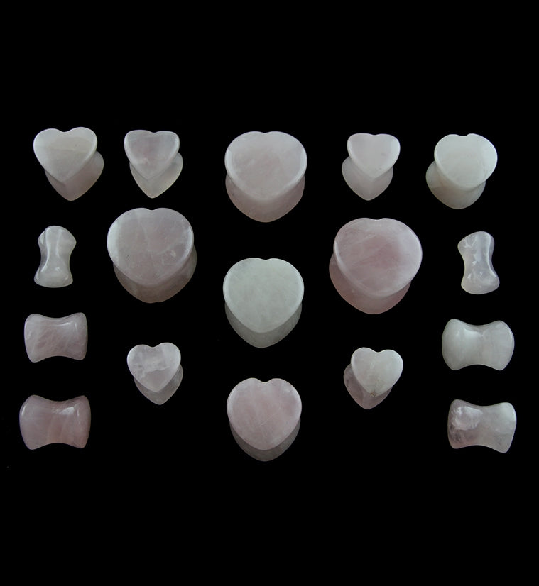 Pink Quartz Stone Teardrop Plugs