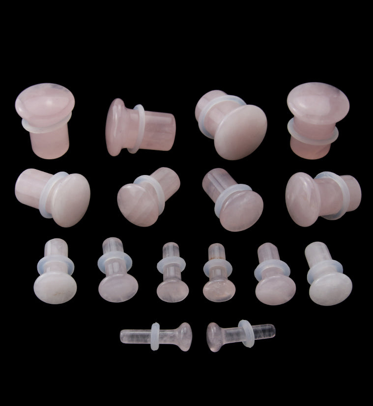 Pink Rose Quartz Single Flare Stone Plugs