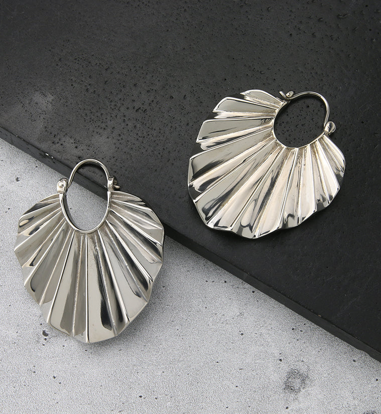 Round Rays White Brass Hangers - Earrings