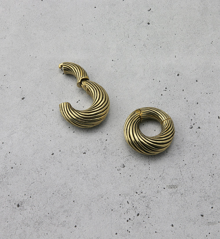 Roil Brass Hinged Ear Weights