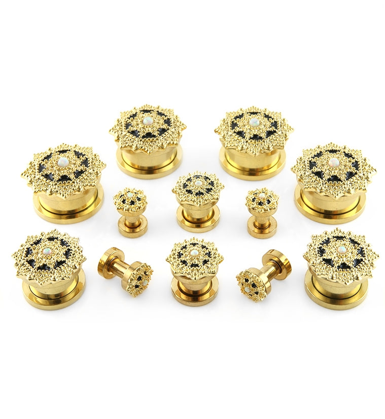 Royal Golden Opalite Top Stainless Steel Plugs