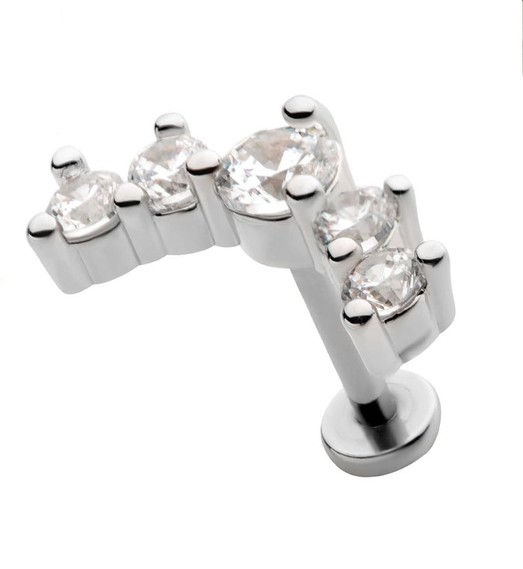 Royal Round Clear CZ Stainless Steel Internally Threaded Barbell