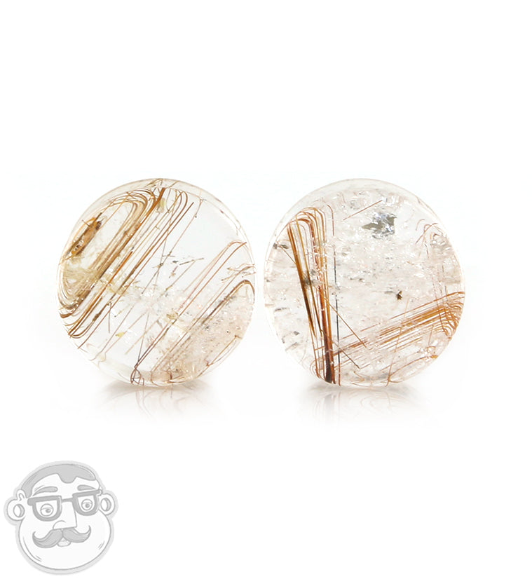Rutilated Quartz Stone Plugs 9/16" (14mm)