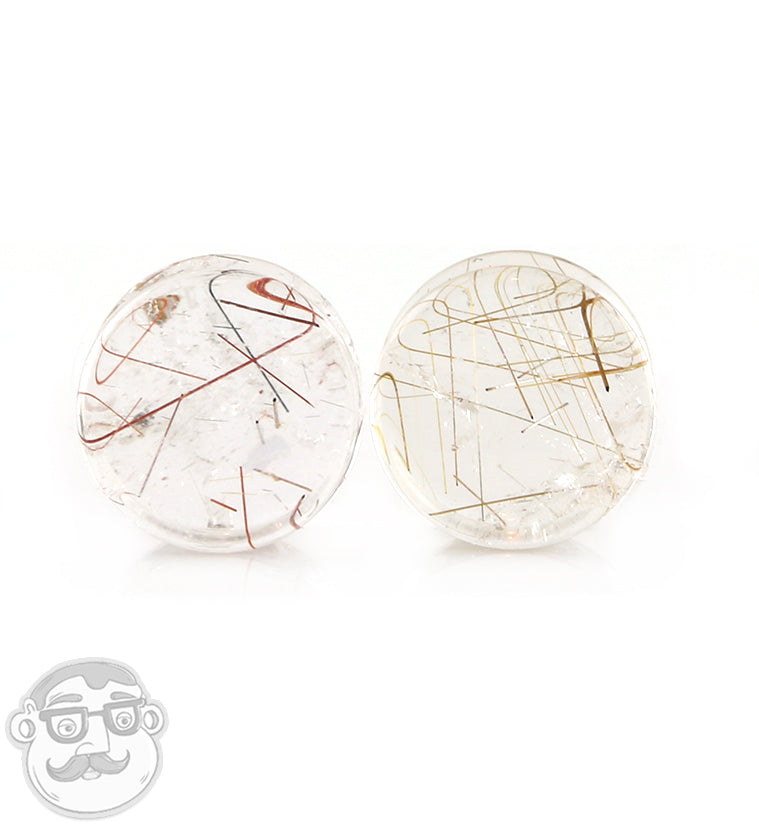 Rutilated Quartz Stone Plugs 9/16" (14mm)