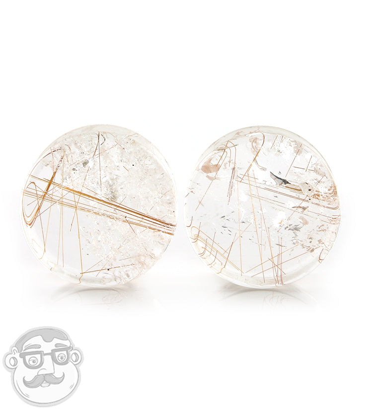 Rutilated Quartz Stone Plugs 3/4" (19mm)