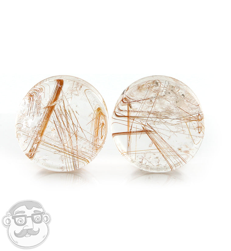 Rutilated Quartz Stone Plugs 3/4" (19mm)