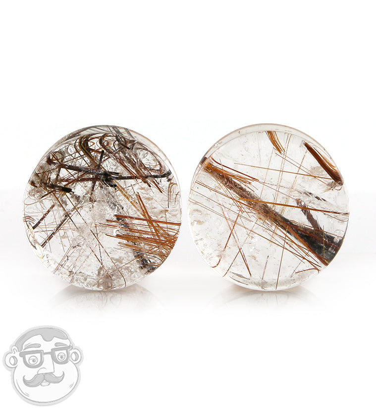 Rutilated Quartz Stone Plugs 3/4" (19mm)