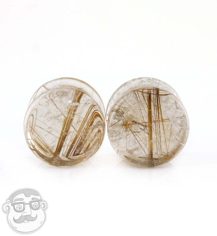 Rutilated Quartz Stone Plugs 1/2" (12mm)