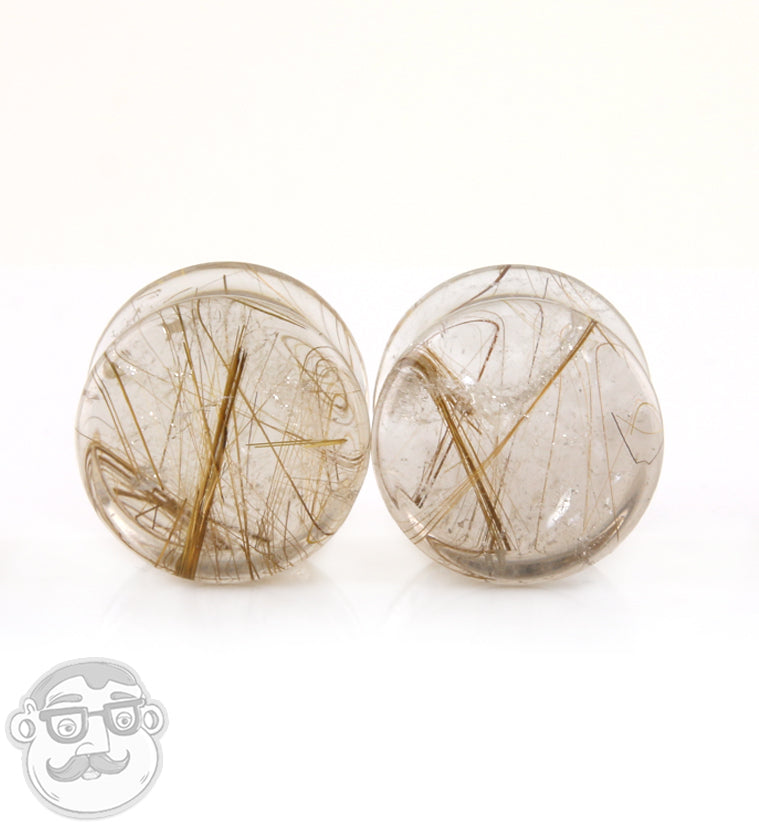Rutilated Quartz Stone Plugs 1/2" (12mm)
