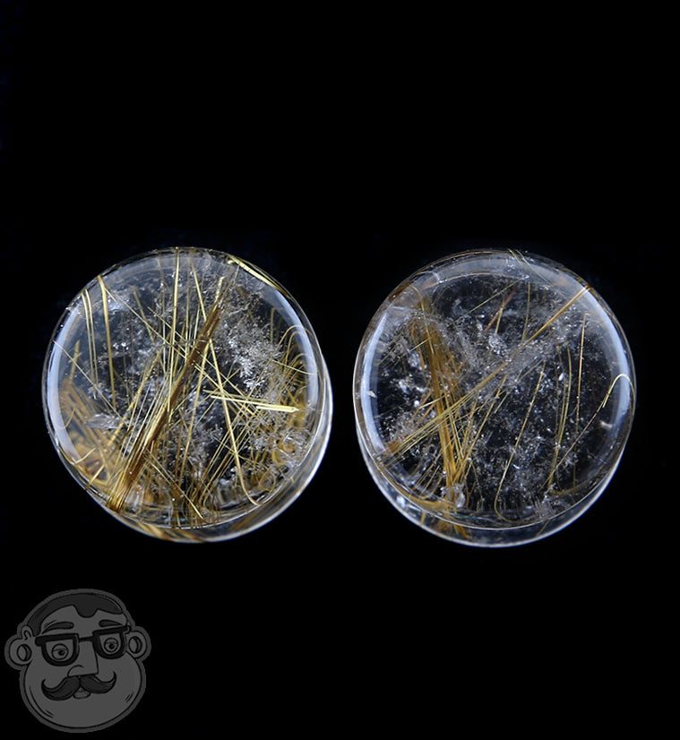 Rutilated Quartz Stone Plugs 1/2" (12mm)