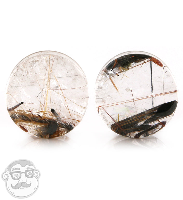 Rutilated Quartz Stone Plugs 5/8" (16mm)