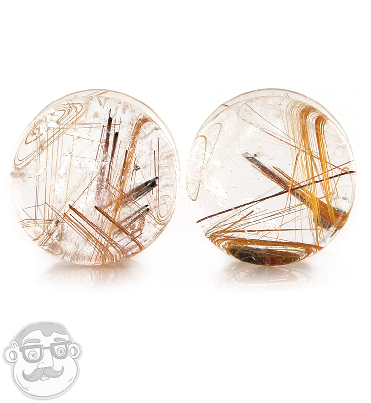 Rutilated Quartz Stone Plugs 5/8" (16mm)