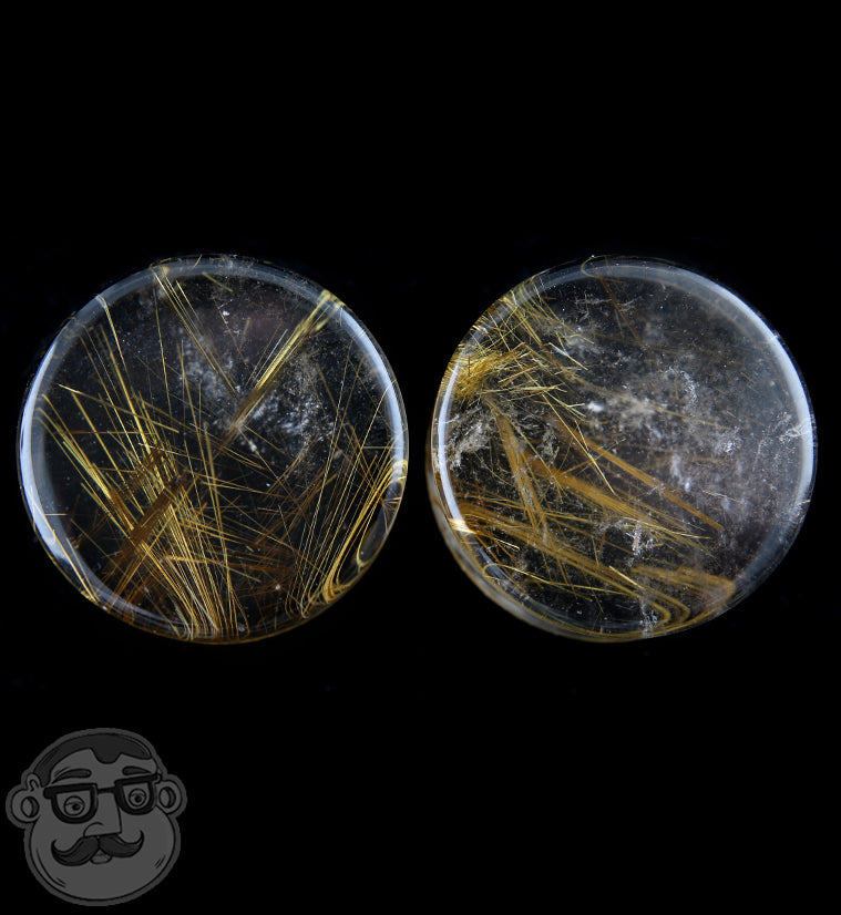 Rutilated Quartz Stone Plugs 1 Inch (25mm)