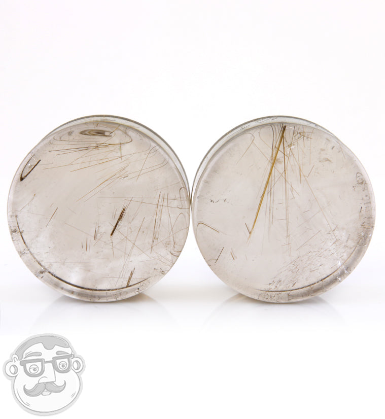Rutilated Quartz Stone Plugs 1 Inch (25mm)