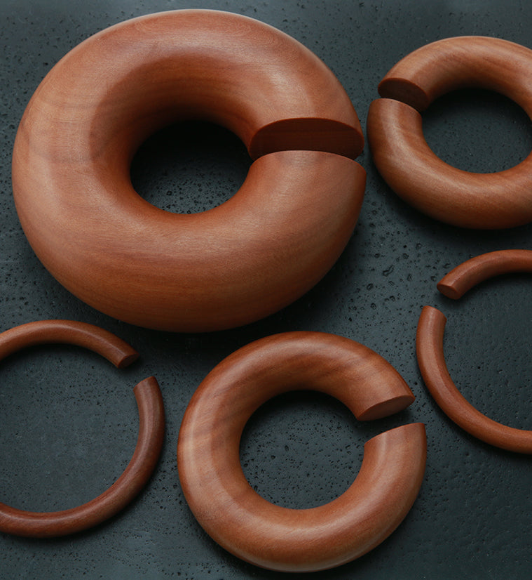 Saba Wood Hoop Plugs
