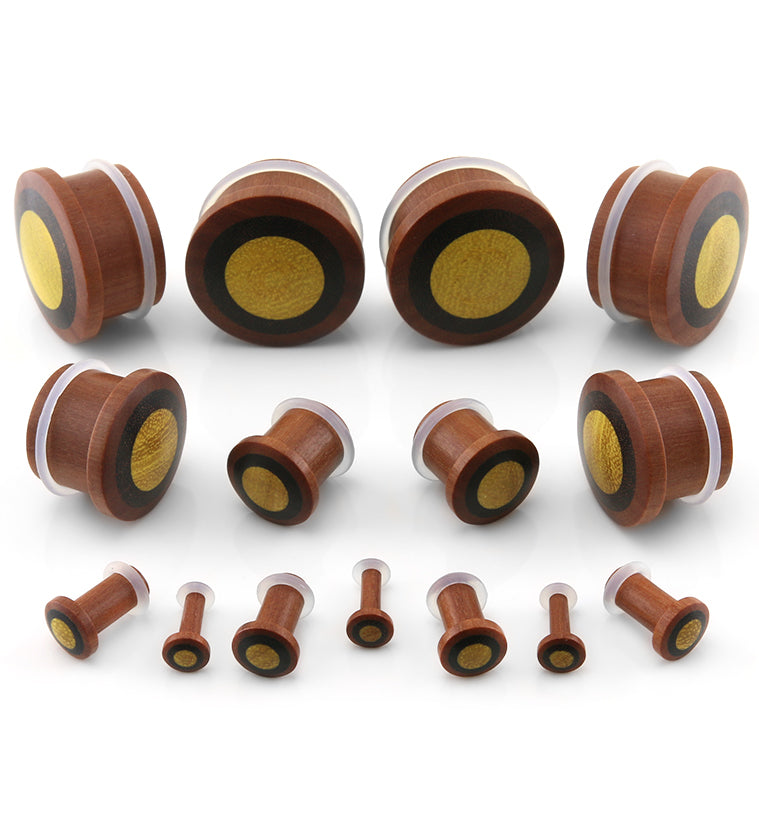 Single Flare Saba Wood Plugs with Areng & Jackfruit Inlay