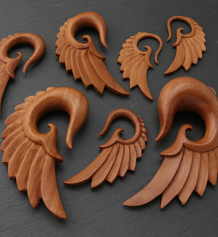 Saba Wood Angel Wing Hanger Plugs