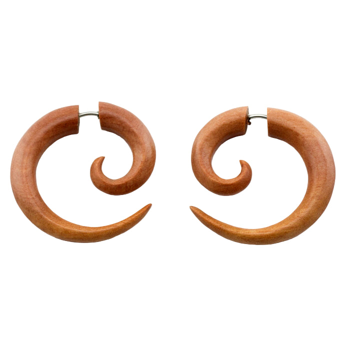 Saba Wooden Medium Spiral Fake Gauges