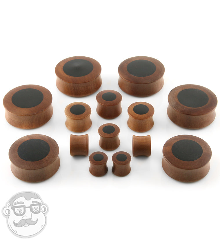 Saba wood plugs gauges dark wood inlay