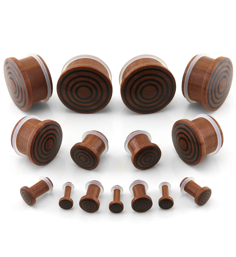 Single Flare Saba Wood Plugs with Triple Target Inlay