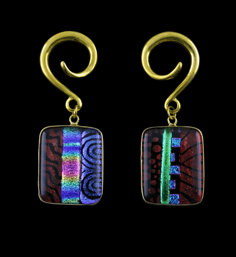 Santa Fe Dichroic Glass Brass Ear Weights Version 1