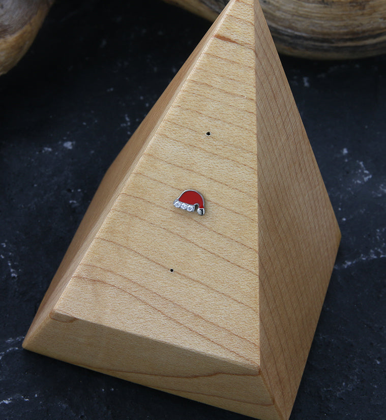 Santa Hat CZ Threadless Titanium Top