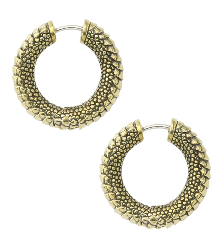 Scales Brass Hinged Earrings