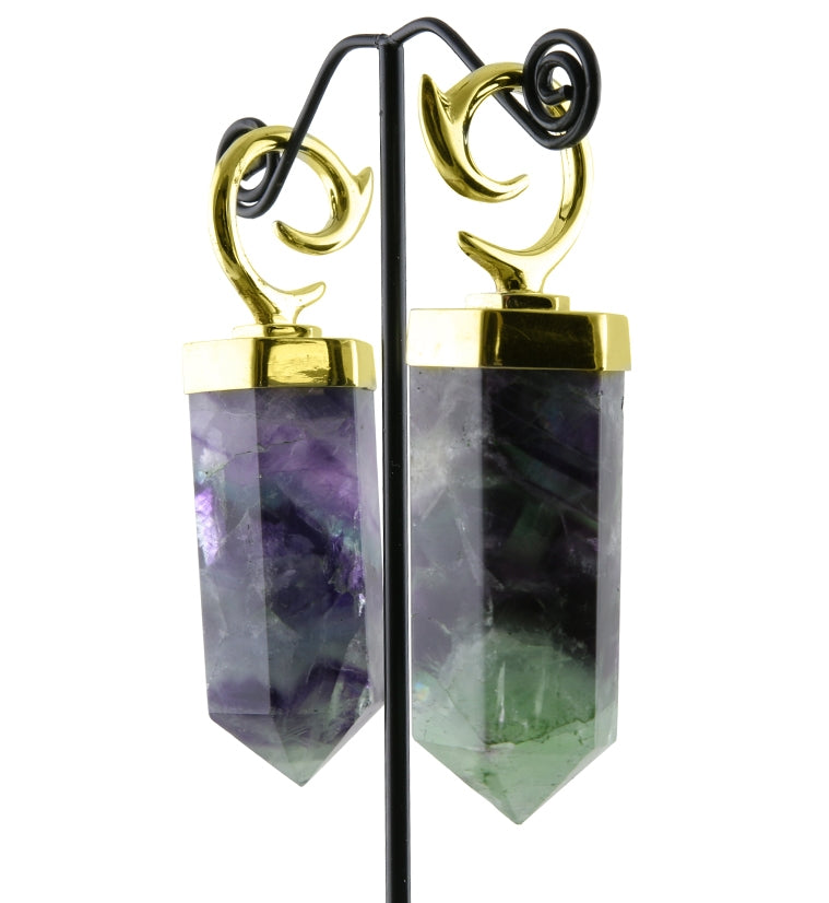 Scepter Rainbow Fluorite Stone Ear Weights